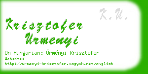 krisztofer urmenyi business card