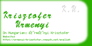 krisztofer urmenyi business card